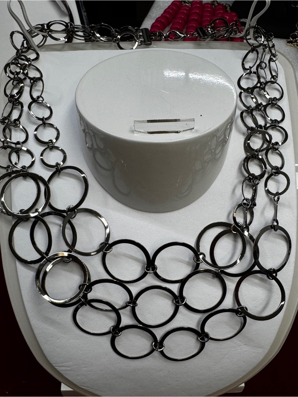 Multi-Row Gunmetal Circle Link Necklace - Women Jewelry
